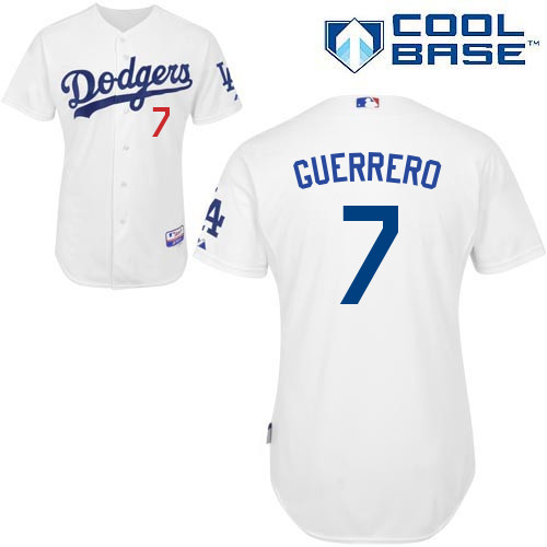 Alex Guerrero #7 MLB Jersey-L A Dodgers Men's Authentic Home White Cool Base Baseball Jersey